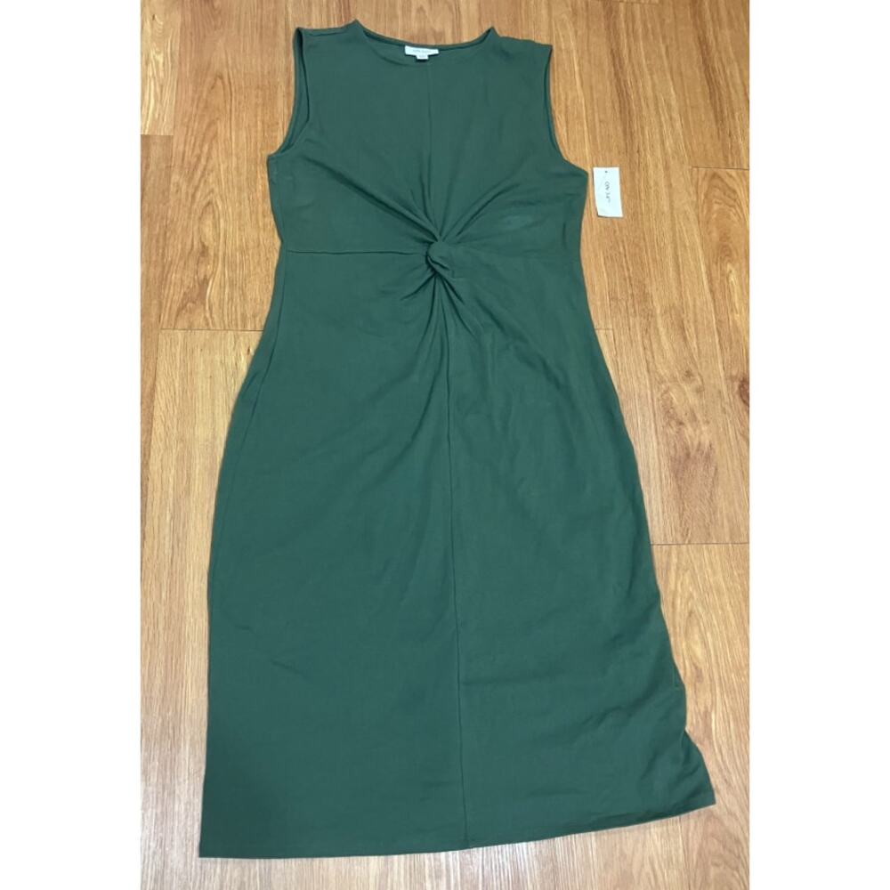 I.N.C. Women's  Twist-Front Midi Dress Solid Green Size XL